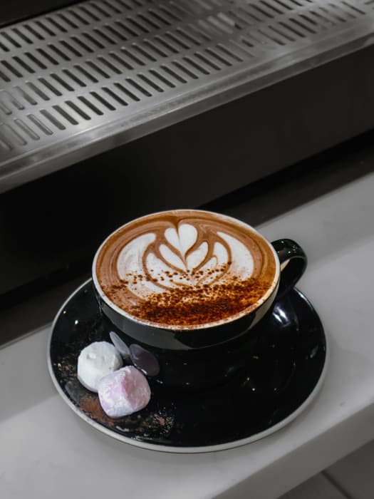 White coffee with latte art